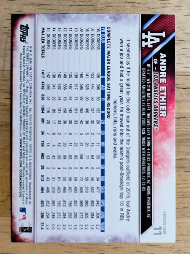 2016 Topps #11 Andre Ethier
