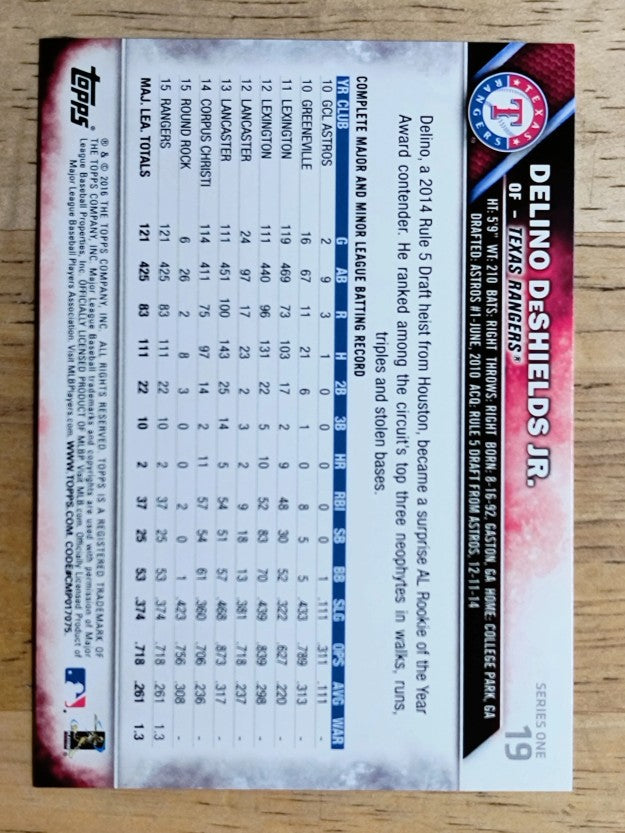 2016 Topps #19 Delino DeShields Jr. FS