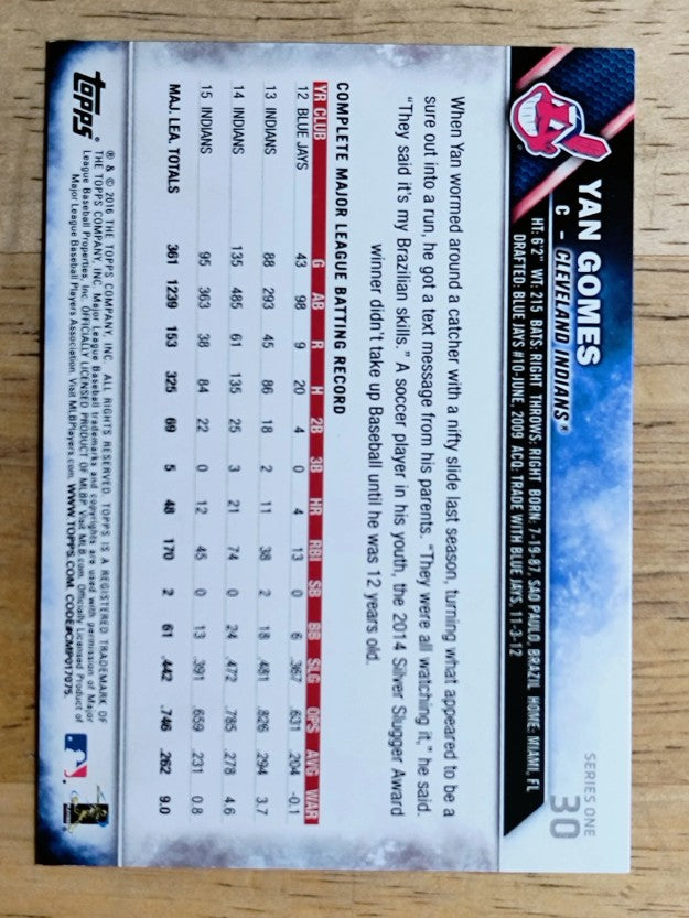 2016 Topps #30 Yan Gomes