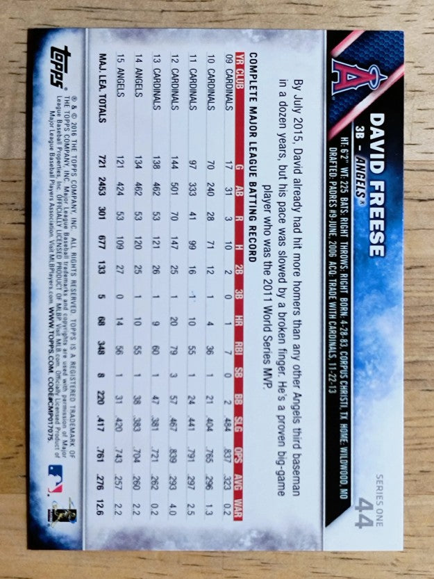 2016 Topps #44 David Freese
