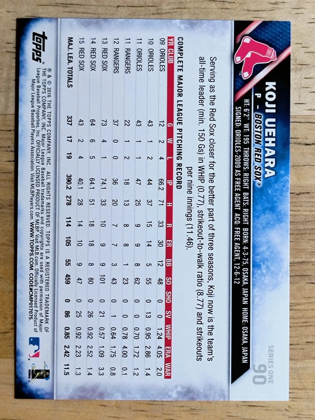 2016 Topps #90 Koji Uehara