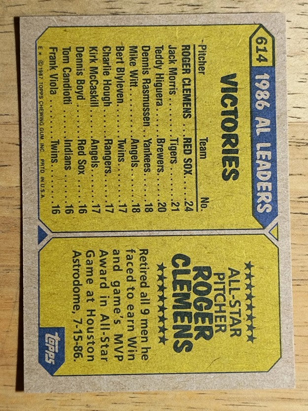 1987 Topps #614 Roger Clemens AS