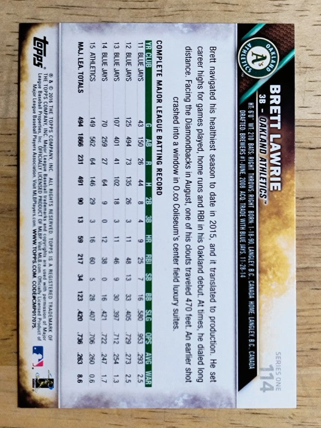 2016 Topps #114 Brett Lawrie