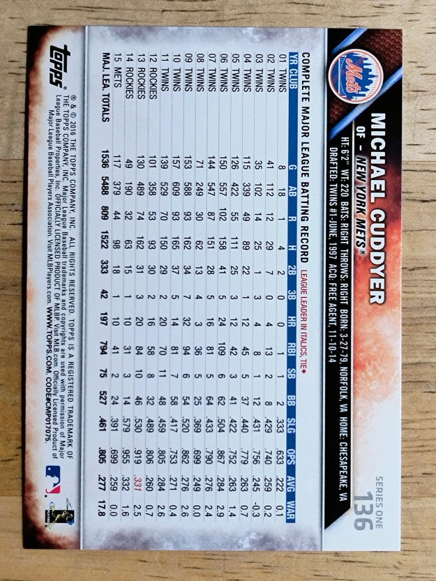2016 Topps #136 Michael Cuddyer