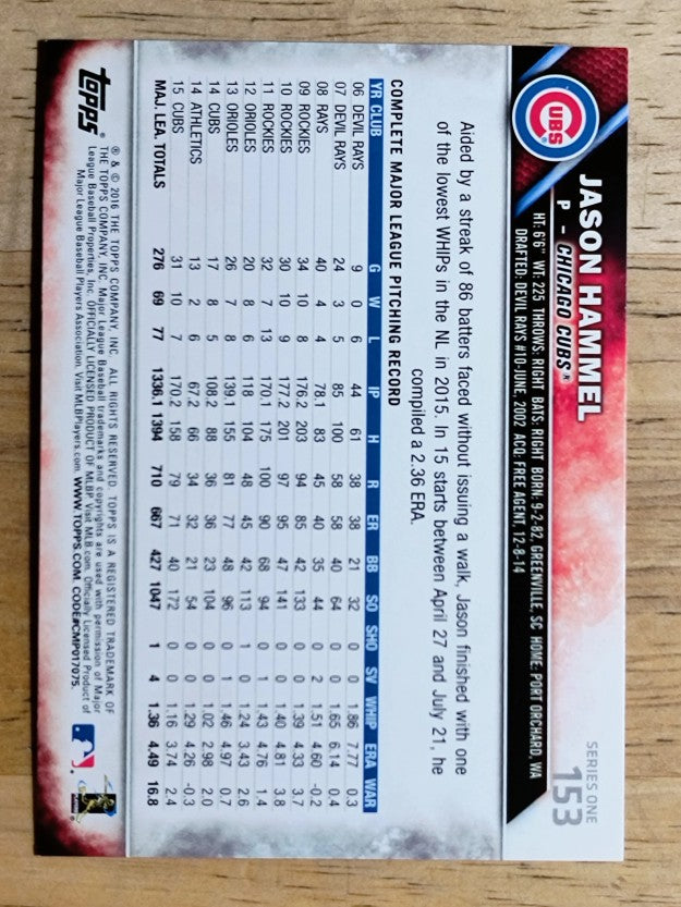 2016 Topps #153 Jason Hammel