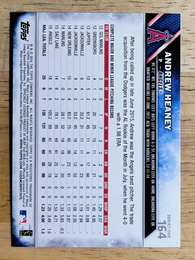 2016 Topps #164 Andrew Heaney