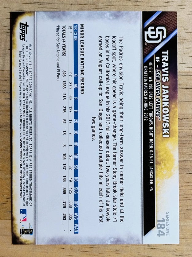 2016 Topps #184 Travis Jankowski RC