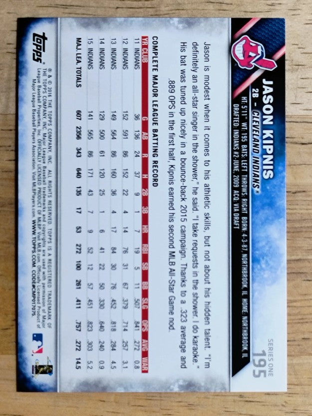 2016 Topps #195A Jason Kipnis