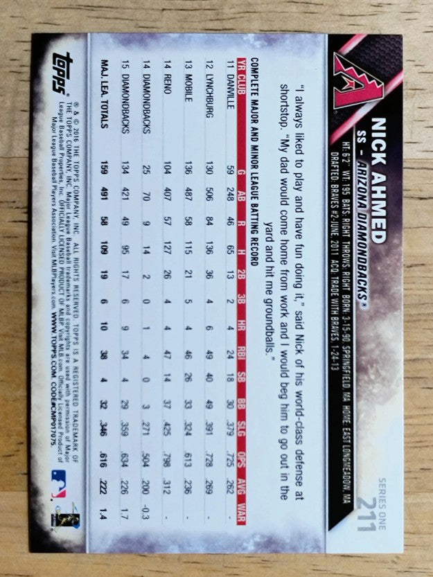 2016 Topps #211 Nick Ahmed