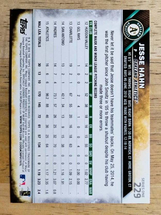 2016 Topps #229 Jesse Hahn