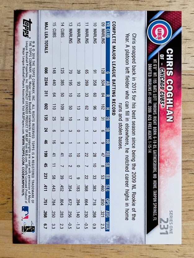 2016 Topps #231 Chris Coghlan