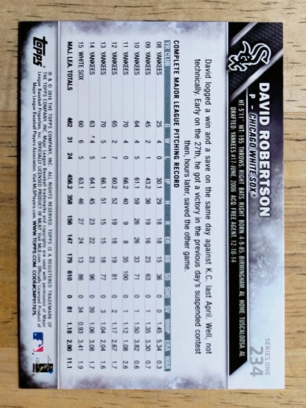2016 Topps #234 David Robertson