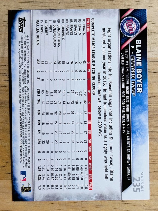 2016 Topps #235 Blaine Boyer