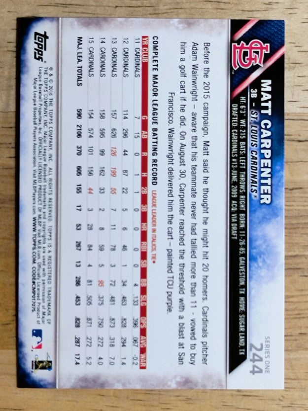 2016 Topps #244A Matt Carpenter