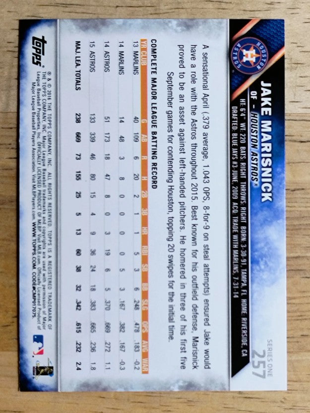 2016 Topps #257 Jake Marisnick