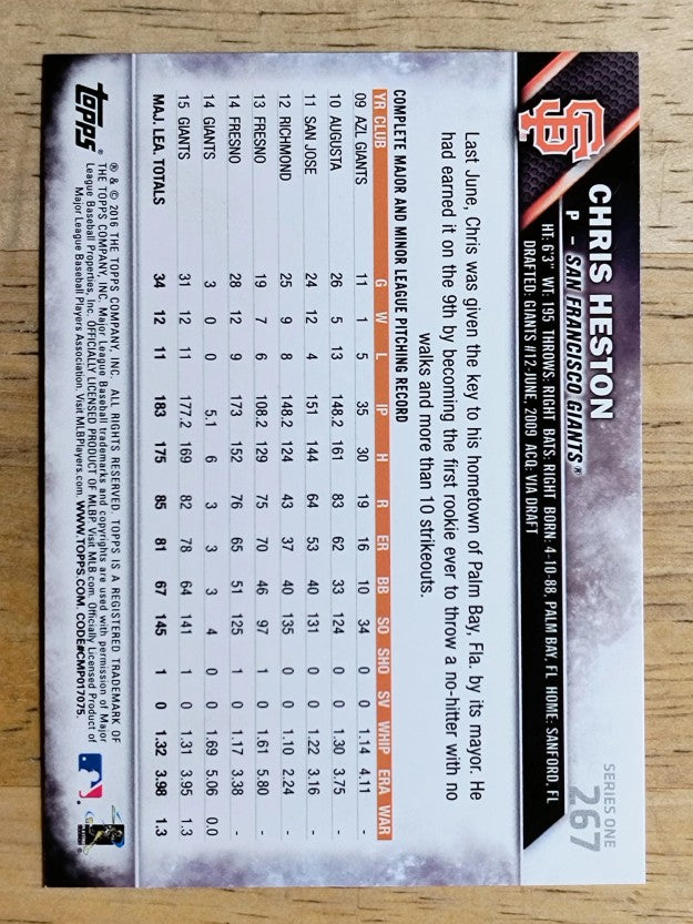 2016 Topps #267 Chris Heston FS