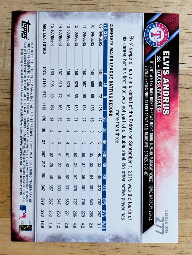 2016 Topps #277 Elvis Andrus