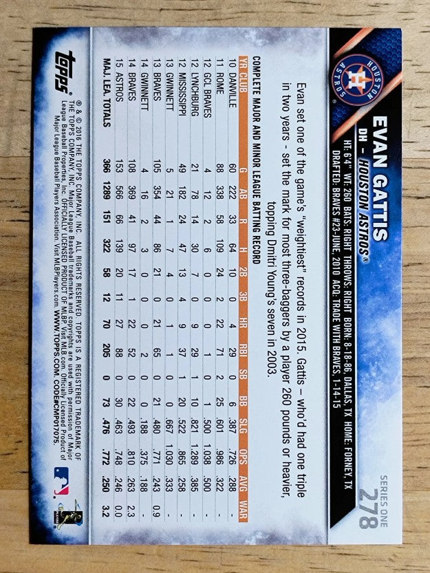 2016 Topps #278 Evan Gattis