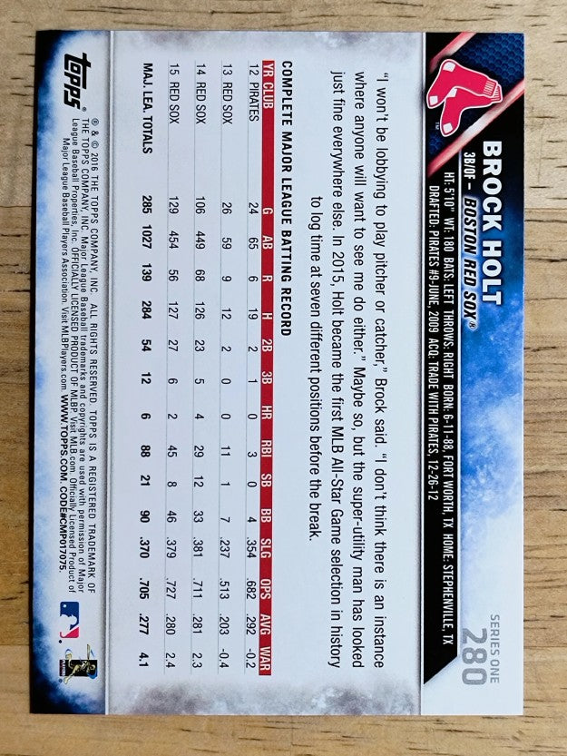 2016 Topps #280 Brock Holt