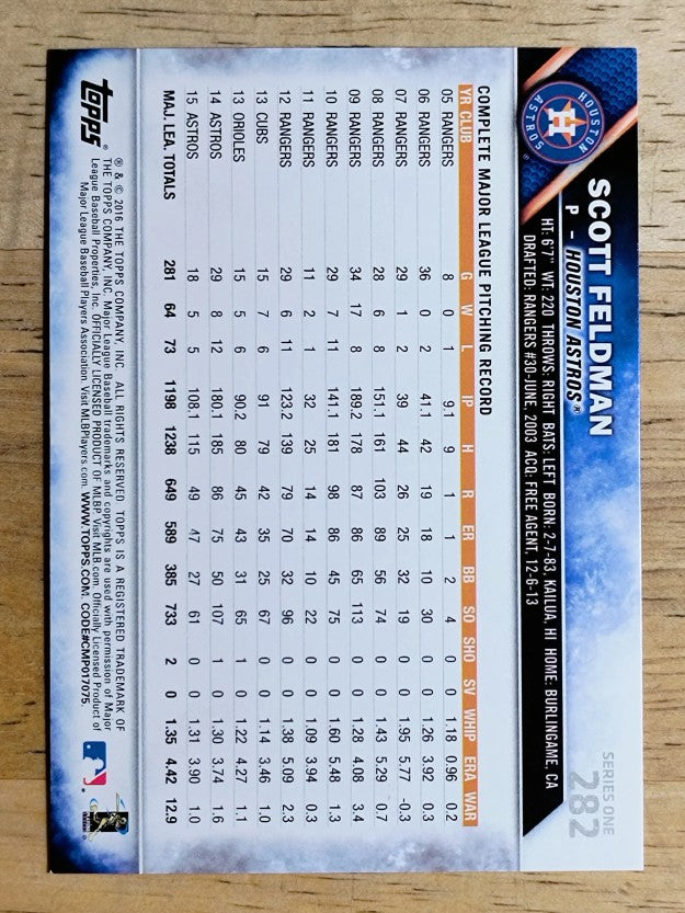 2016 Topps #282 Scott Feldman