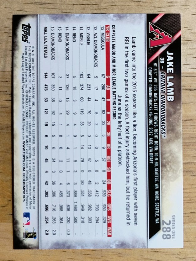 2016 Topps #288 Jake Lamb FS