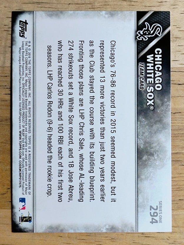 2016 Topps #294 Chicago White Sox