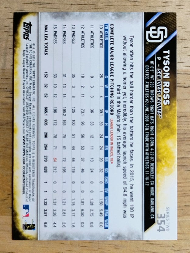 2016 Topps #354A Tyson Ross