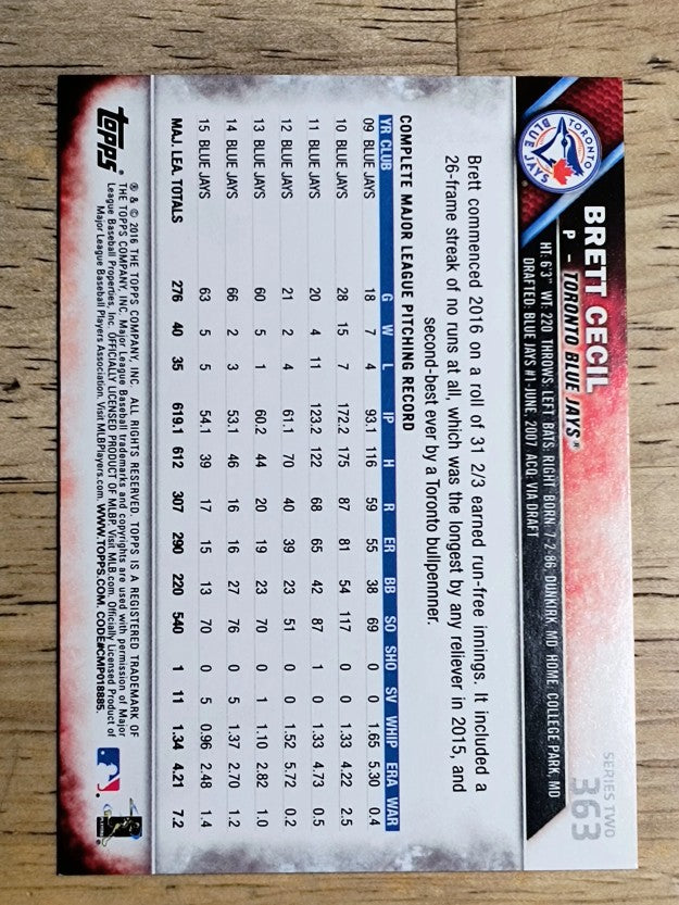 2016 Topps #363 Brett Cecil