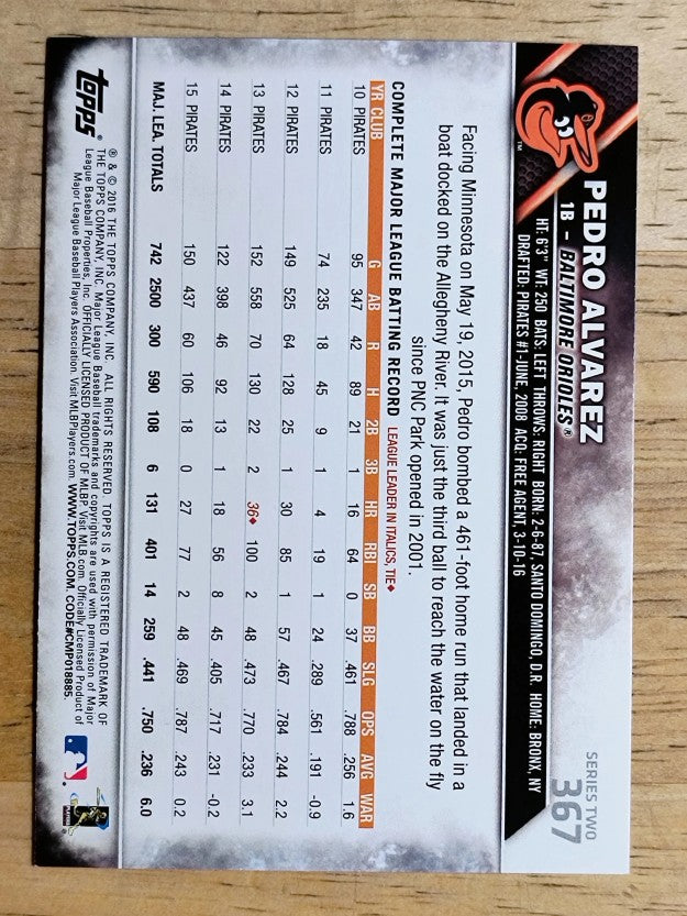 2016 Topps #367 Pedro Alvarez