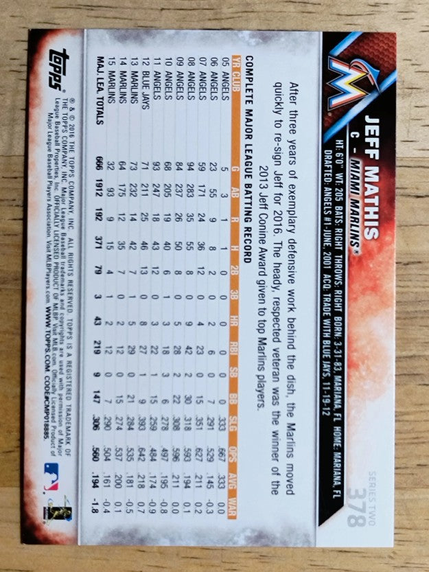 2016 Topps #378 Jeff Mathis