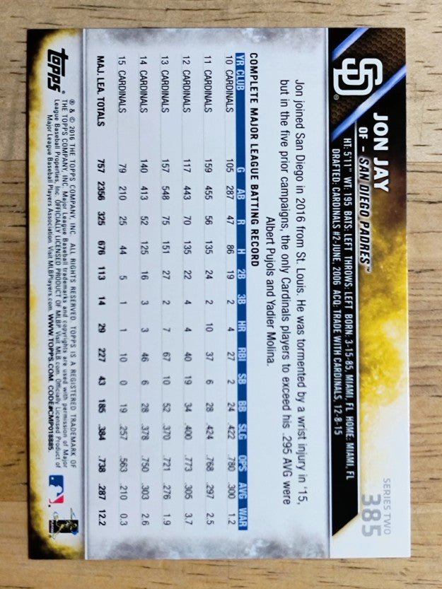 2016 Topps #385 Jon Jay