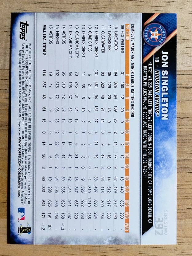 2016 Topps #392 Jon Singleton