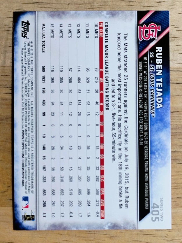 2016 Topps #405A Ruben Tejada