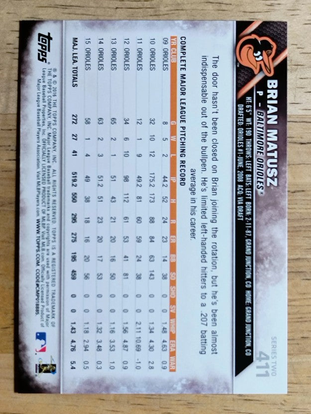 2016 Topps #411 Brian Matusz