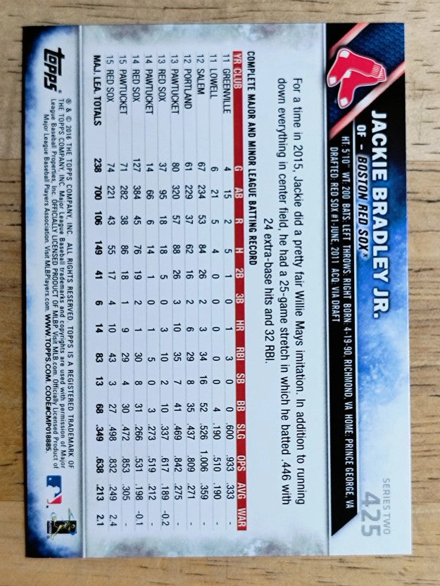2016 Topps #425 Jackie Bradley Jr.