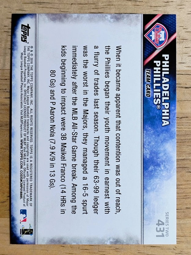 2016 Topps #431 Philadelphia Phillies