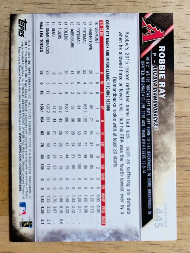 2016 Topps #445 Robbie Ray