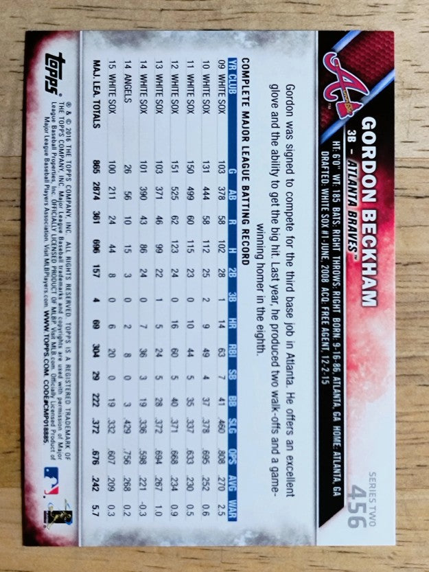2016 Topps #456 Gordon Beckham