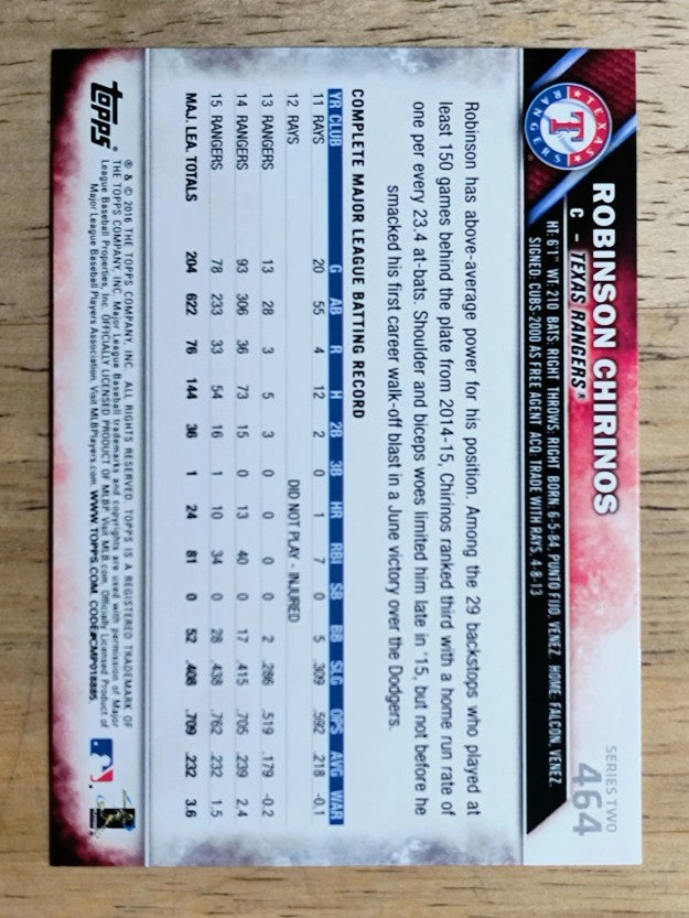 2016 Topps #464A Robinson Chirinos