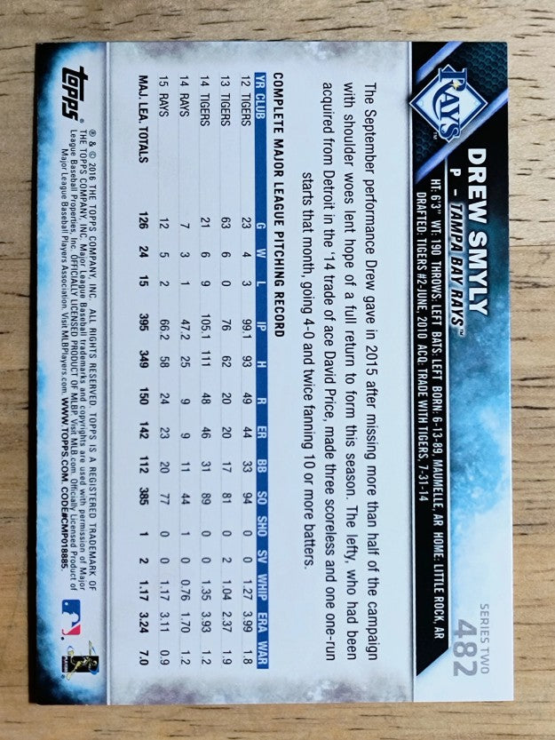 2016 Topps #482 Drew Smyly
