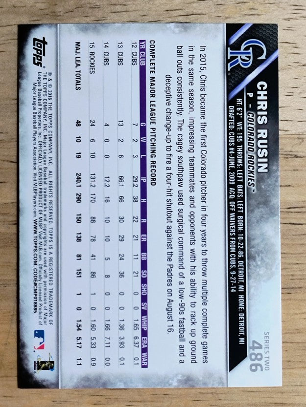 2016 Topps #486 Chris Rusin