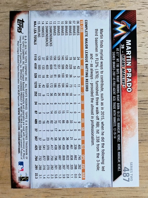 2016 Topps #487 Martin Prado