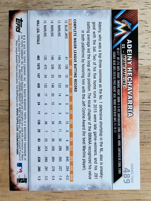 2016 Topps #489A Adeiny Hechavarria
