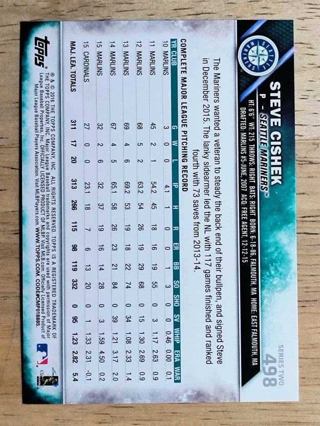 2016 Topps #498 Steve Cishek