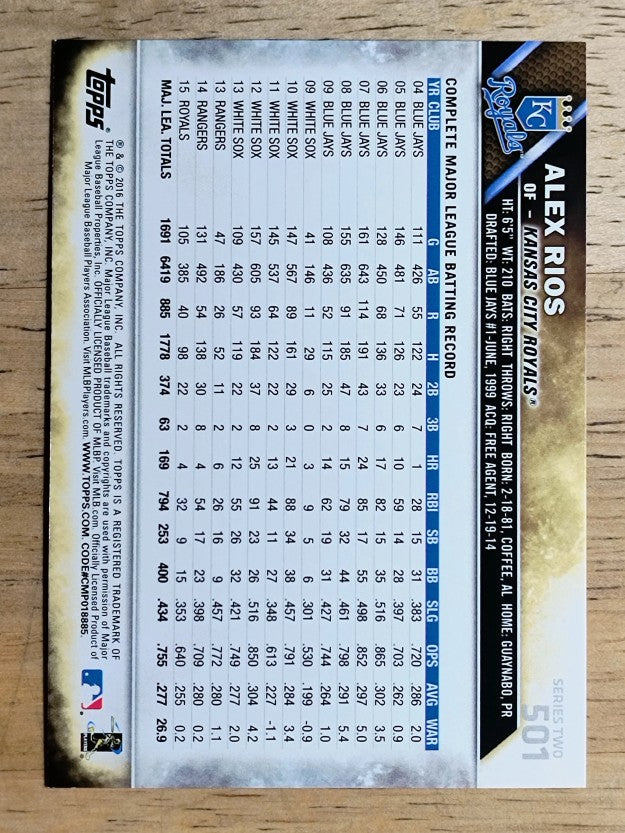 2016 Topps #501 Alex Rios