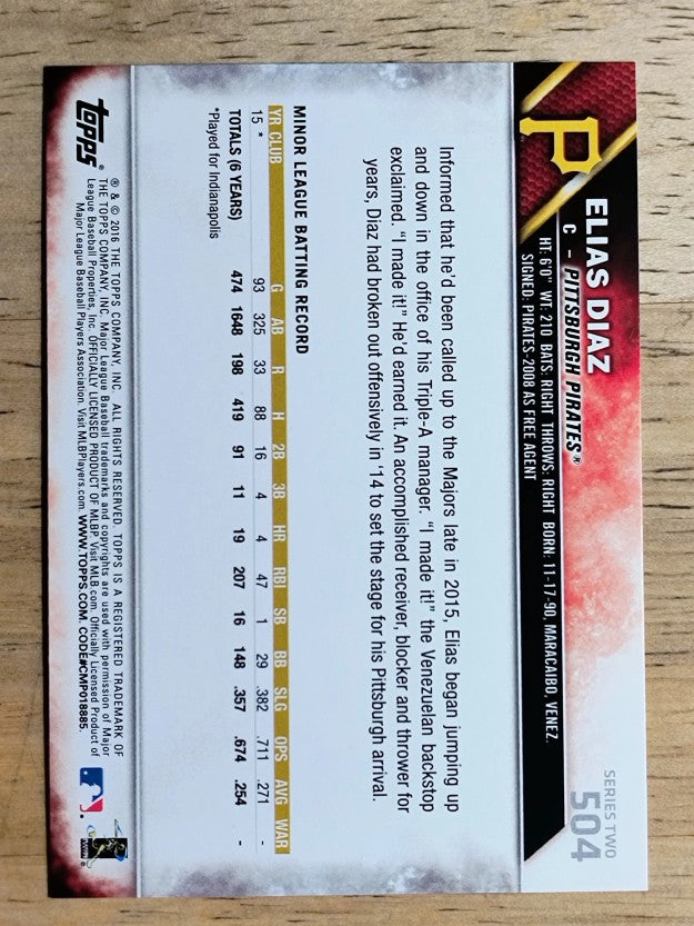 2016 Topps #504 Elias Diaz RC