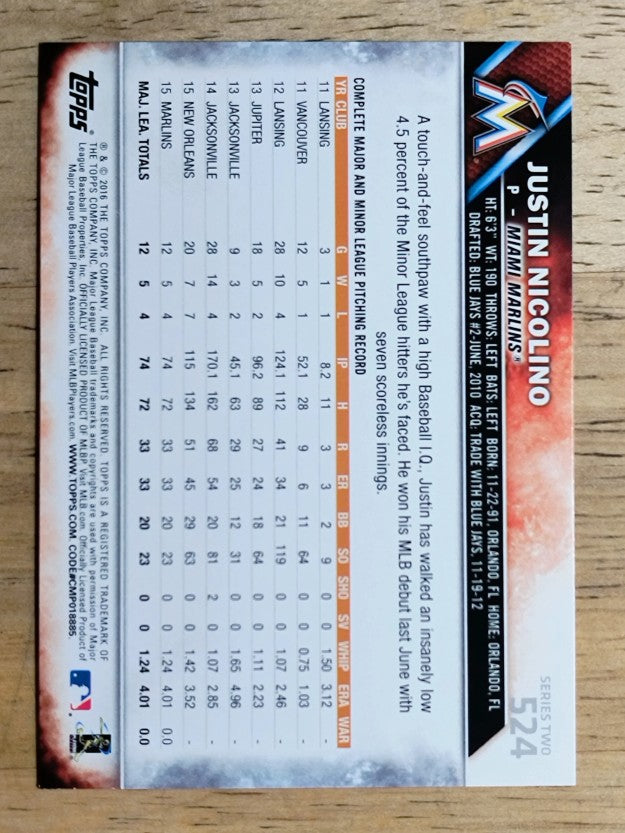 2016 Topps #524 Justin Nicolino FS