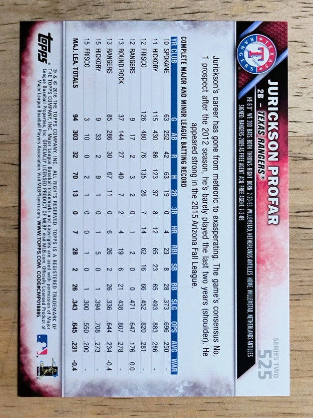 2016 Topps #525 Jurickson Profar