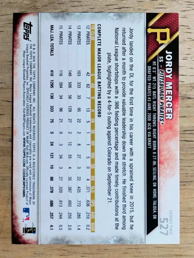 2016 Topps #527 Jordy Mercer