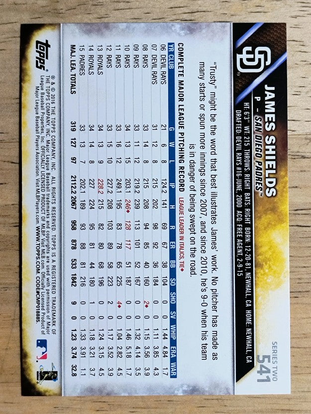 2016 Topps #541 James Shields